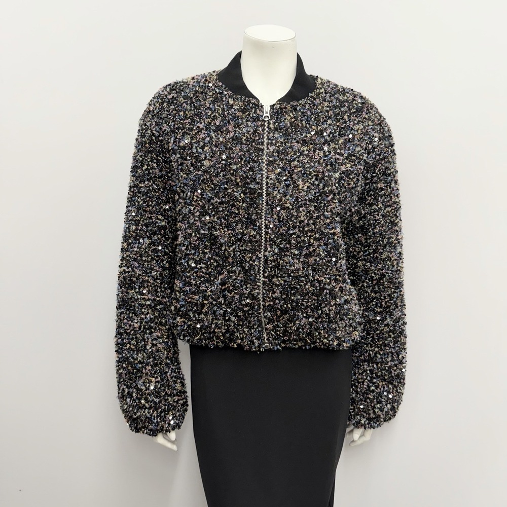 Rag & bone Jacket Samira Bomber Multi Color Black Sequin NWT $698.00 Size M